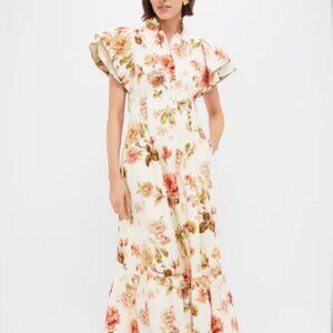 Tuckernuck NWT Romantic Floral Alicia Dress size Medium A-Line Midi Ruffle